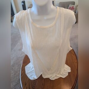 Emma & Sam White Mesh Detail Tank Top, Size M - NEW